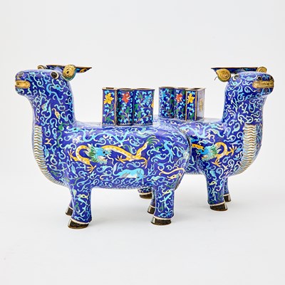 Lot 564 - A Pair of Chinese Cloisonne Enamel Incense Burners