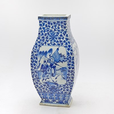 Lot 260 - A Chinese Blue and White Porcelain Square Vase
