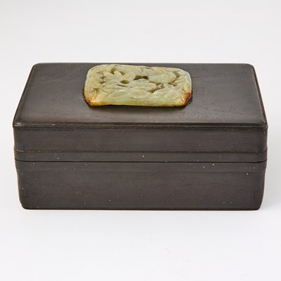 Lot 35 - A Chinese Jade Inset Zitan Box