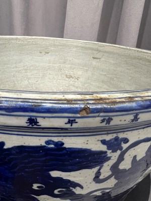 Lot 178 - A Massive Chinese Blue and White Porcelain Dragon Basin