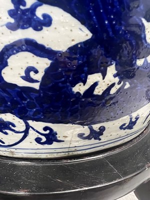 Lot 178 - A Massive Chinese Blue and White Porcelain Dragon Basin