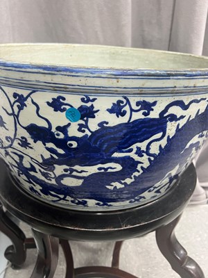 Lot 178 - A Massive Chinese Blue and White Porcelain Dragon Basin