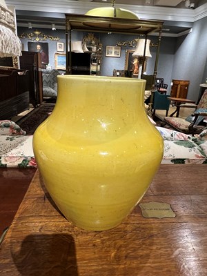 Lot 189 - A Chinese Yellow Glazed Porcelain Vase