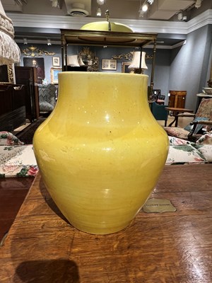 Lot 189 - A Chinese Yellow Glazed Porcelain Vase