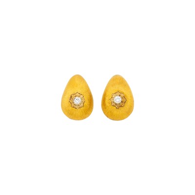 Lot 1153 - Mario Buccellati Pair of Gold and Diamond Earclips