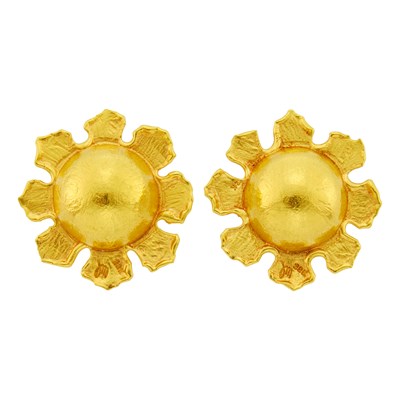 Lot 59 - Jean Mahie Pair of High Karat Gold Dome Earclips