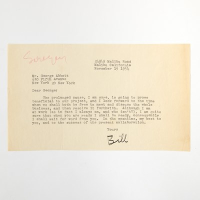 Lot 647 - George Abbott scripts and correspondence