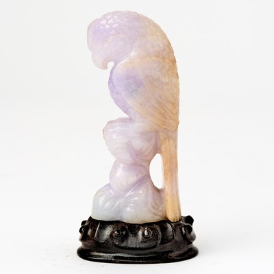 Lot 549 - A Chinese Lavender Jadeite Carving of a Parrot