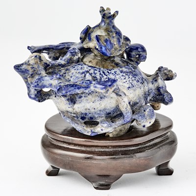 Lot 556 - A Chinese Carved Lapis Lazuli Censer and Cover