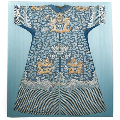 Lot 81 - A Chinese Blue Ground Summer Gauze Silk Robe