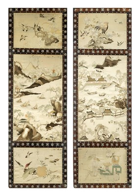 Lot 144 - A Pair of Chinese Embroidered Silk Panels