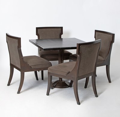 Lot 318 - Wood Games Table and Set of Four Chairs
