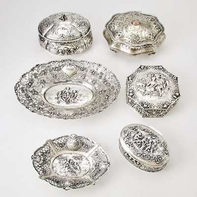 Lot 203 - Group of Five Continental Silver Table Articles