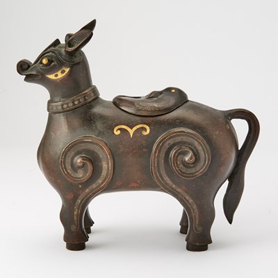 Lot 576 - A Chinese Parcel Gilt Bronze Archaistic Tapir-Form Censer
