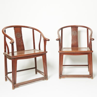 Lot 90 - A Pair of Chinese Hardwood Armchairs