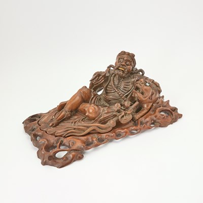 Lot 608 - A Chinese Wood Carving Figure and Stand