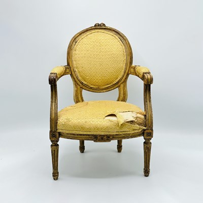 Lot 84 - Louis XVI Style Miniature White-painted and Gilt Fauteuil
