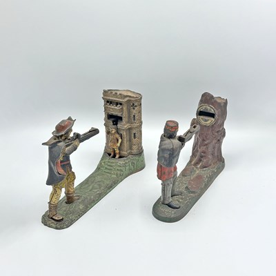 Lot 242 - Painted Cast Iron "Creedmore" and "William Tell" Mechanical Banks