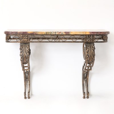 Lot 203 - Wrought Iron Marble Top Console