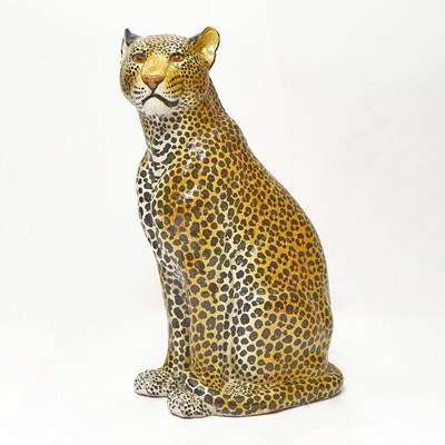 Lot 252 - Italian Glazed Terracotta Jaguar Figure