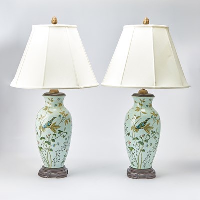 Lot 253 - Pair of Bird-decorated Porcelain Jars
