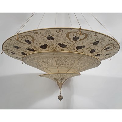 Lot 199 - Fortuny "Scherazade" Silk Three-Tier Chandelier
