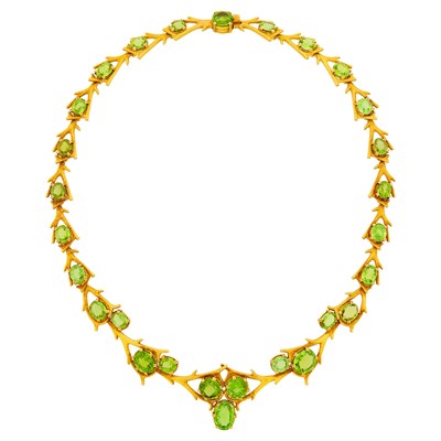 Lot 1087 - Gold and Peridot Necklace