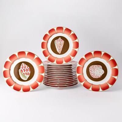 Lot 217 - Set of Sixteen Lynn Chase Porcelain "Coquilles Des Mers" Pattern Salad Plates