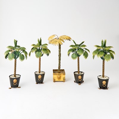 Lot 256 - Group of Five Tôle Potted Palm Trees