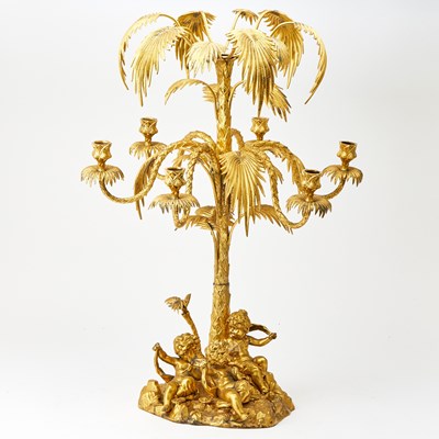 Lot 196 - Gilt-Bronze Palm Tree Candelabrum