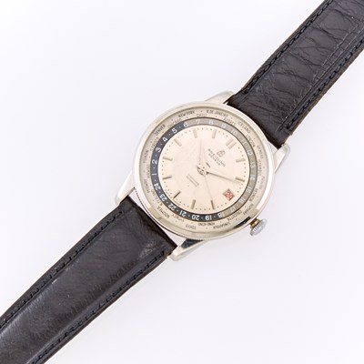 Lot 1263 - Breitling Stainless Steel 'Unitime World Time Calendar' Wristwatch, Red. 1-260 FELSA 711