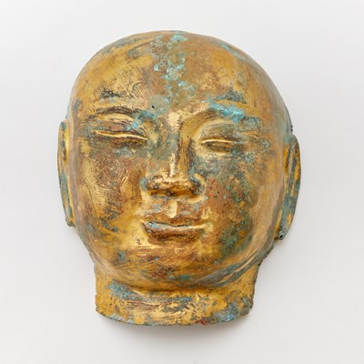 Lot 129 - A Chinese Gilt Copper Funerary Mask