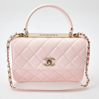 Lot 1219 - Chanel Pink Lambskin Leather ‘Trendy’ Flap Bag