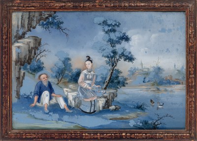 Lot 129 - A Chinese Export Reverse Glass Painting