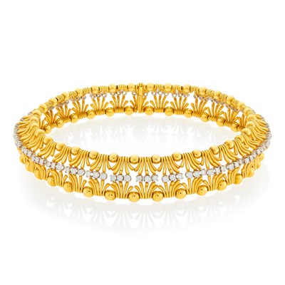 Lot 84 - Tiffany & Co., Schlumberger Gold, Platinum and Diamond 'Hands' Necklace
