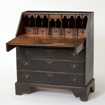 Lot 1067 - Queen Anne Brown-Painted Maple Slant-Lid Desk
