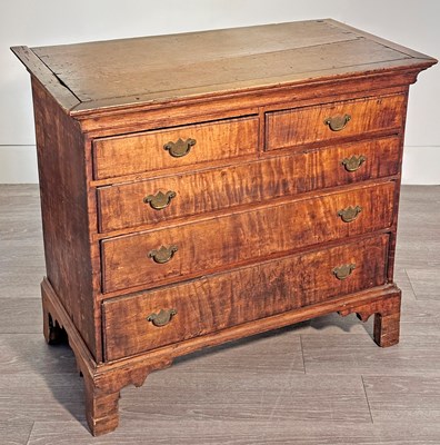 Lot 1032 - Chippendale Tiger Maple Chest of Five Drawers