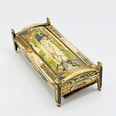 Lot 1035 - Polychrome-decorated Bone Slide-lid Game Box