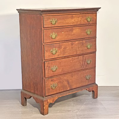 Lot 1033 - Maple Tall Chest of Five Drawers