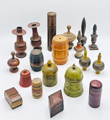 Lot 1053 - Group of Turned and Painted Woodenware