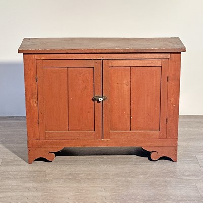 Lot 1049 - Red-painted Poplar Low Cupboard