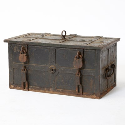Lot 557 - Wrought Iron Strong Box
