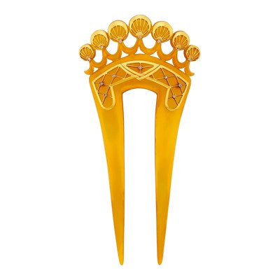 Lot 41 - Antique Gold, Diamond and Resin Hair Comb