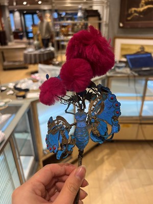 Lot 151 - A Group of Chinese Kingfisher, Jade and Other Hardstone Hair Pins