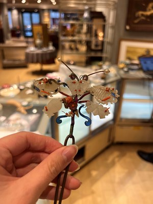 Lot 151 - A Group of Chinese Kingfisher, Jade and Other Hardstone Hair Pins
