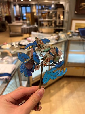 Lot 151 - A Group of Chinese Kingfisher, Jade and Other Hardstone Hair Pins