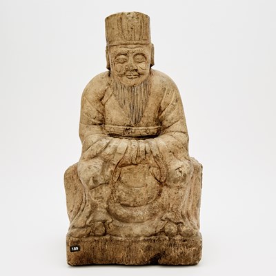 Lot 132 - A Chinese Stone Carving of a Daoist Figure