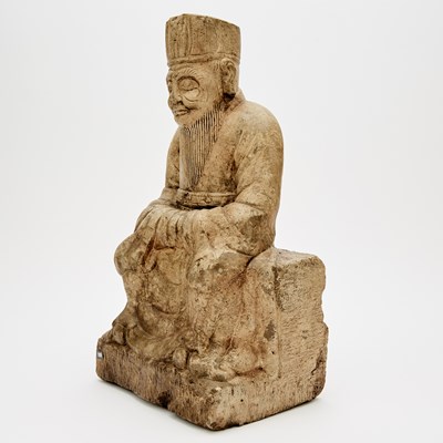 Lot 132 - A Chinese Stone Carving of a Daoist Figure