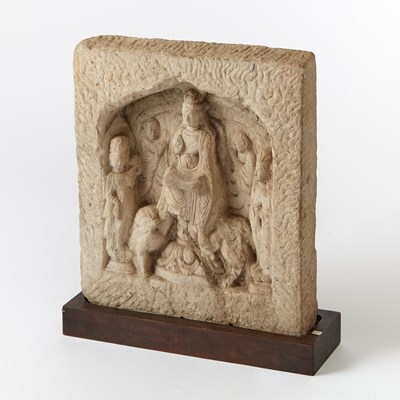 Lot 131 - A Chinese Limestone Buddhist Stele