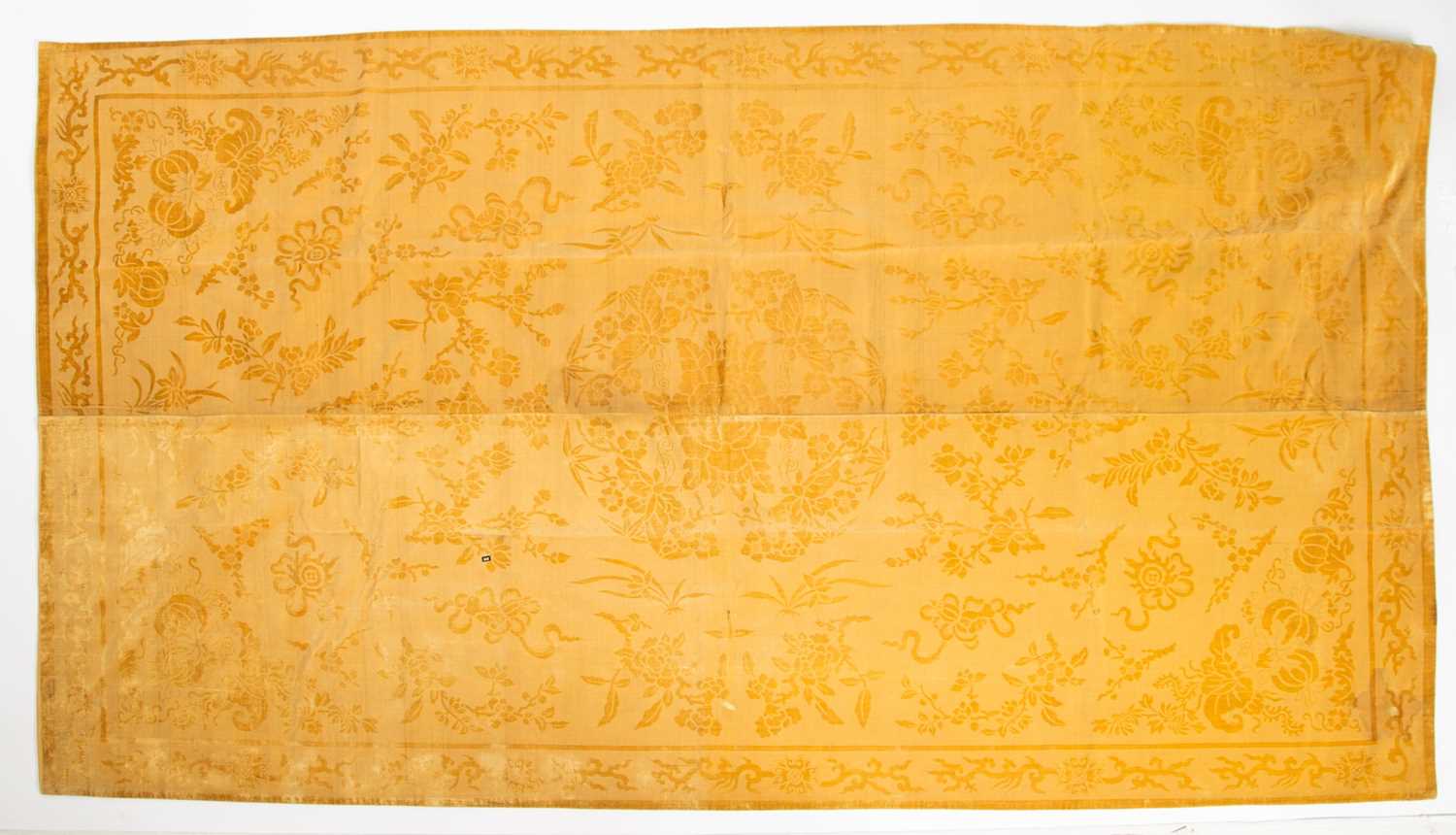 Lot 79 - A Chinese Cut Yellow Silk Velvet Panel